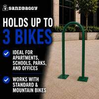 outdoor u shaped bike rack - green - 3 bike cap