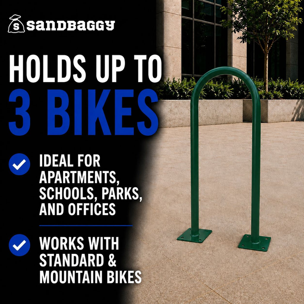 outdoor u shaped bike rack - green - 3 bike cap