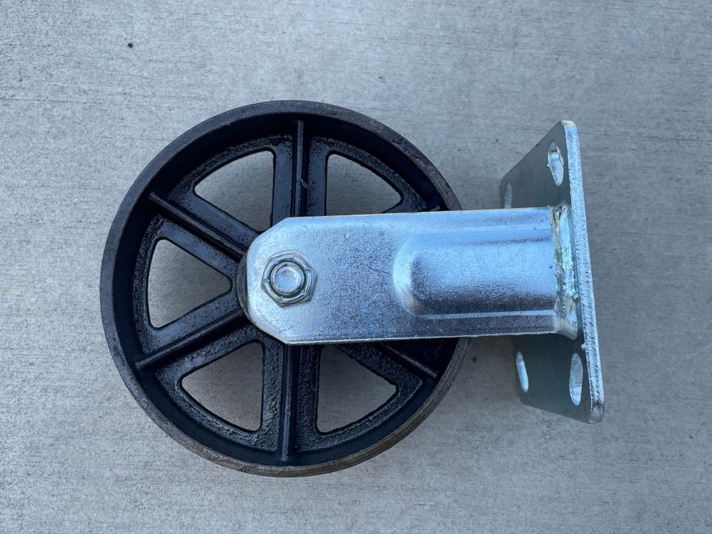 cast iron casters with steel mounting plate