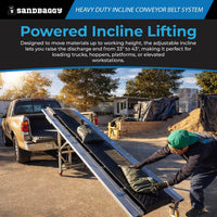 15.75" x 10 ft Incline Conveyor Belt System | 1,100 lb Cap. | Chevron Rubber Belt