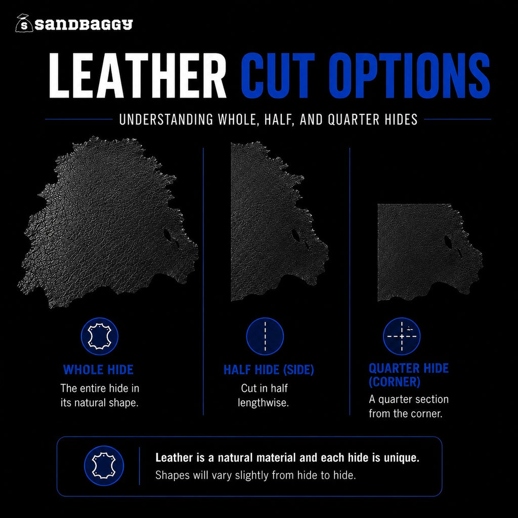 Half Hide Italian Black Leather Hides