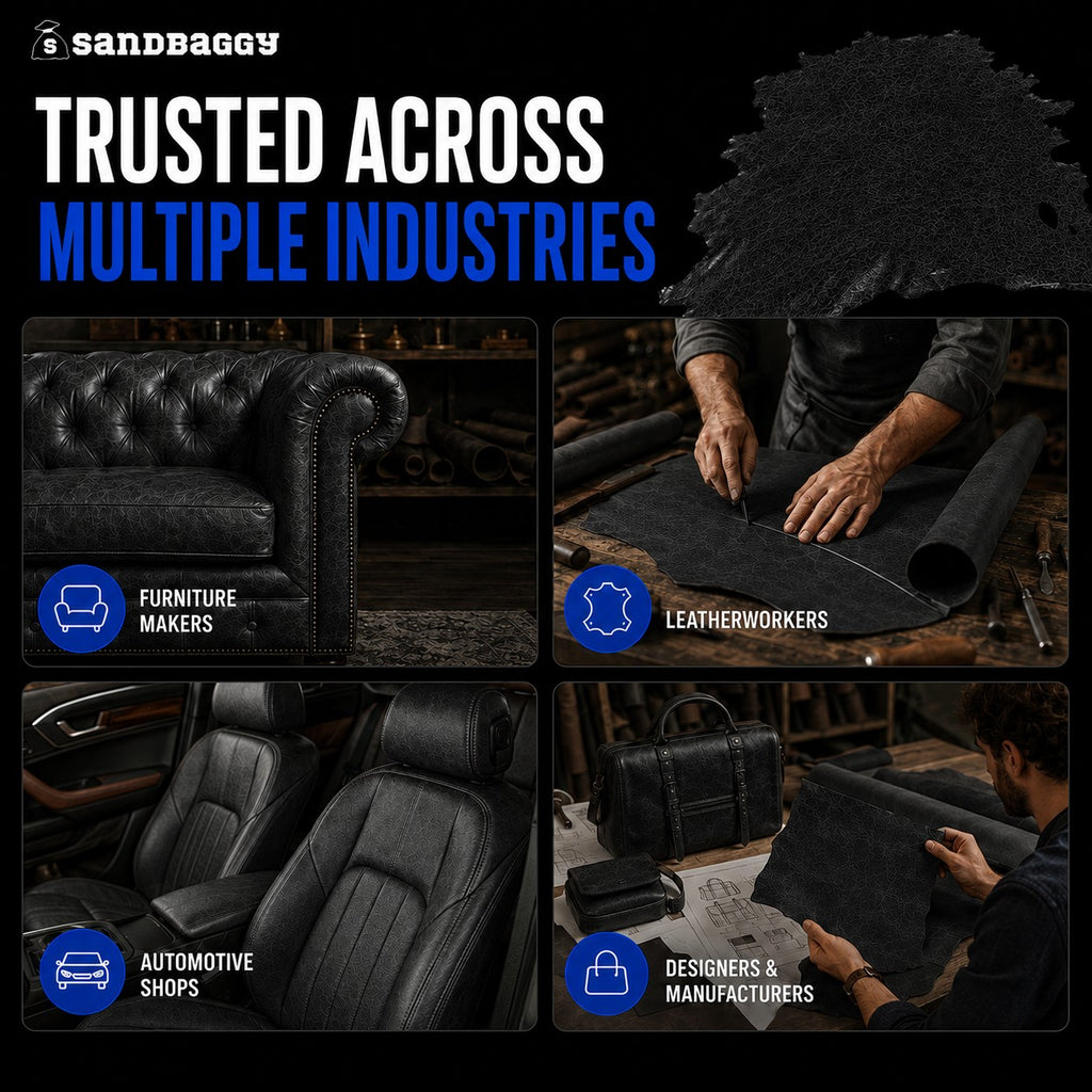 Half Hide Italian Black Leather Hides