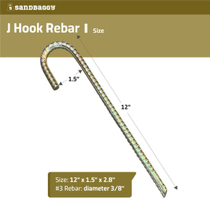 1.5" x 12" J hook rebar stakes