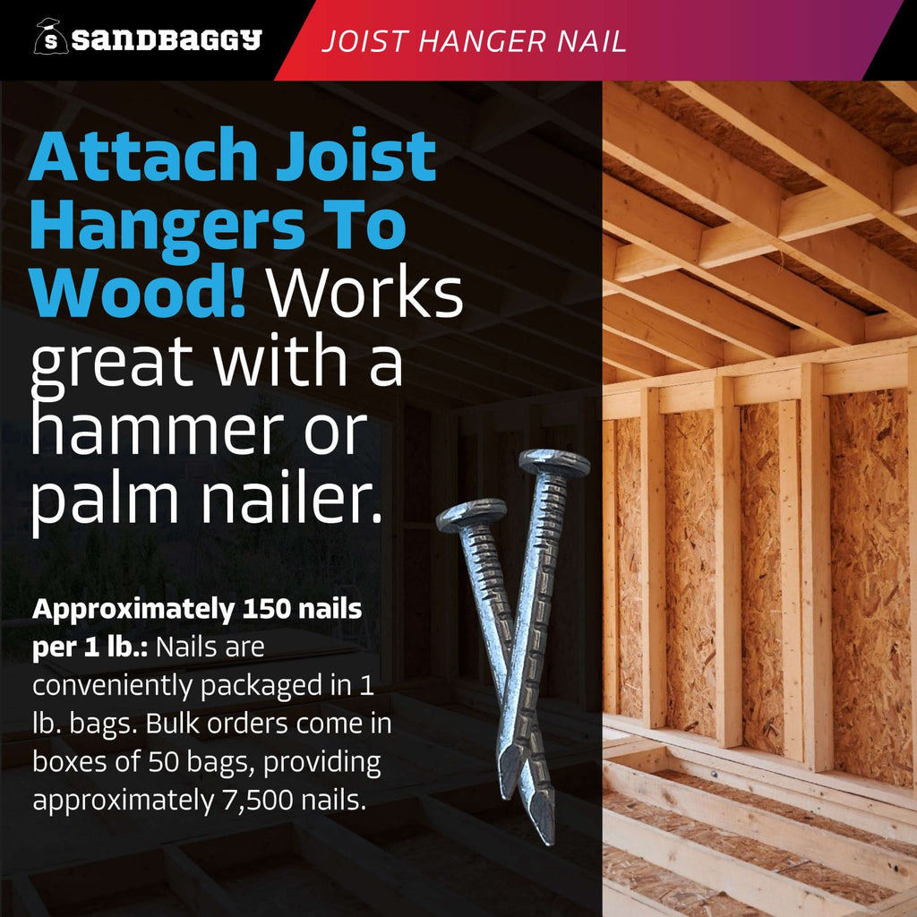 1-1/2" joist hanger nails use with hammer or palm nailer