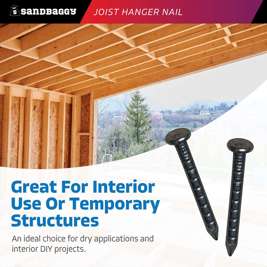 1-1/2" joist hanger nails for interior or temporary structures