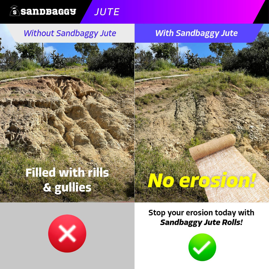 jute netting stops hillside erosion