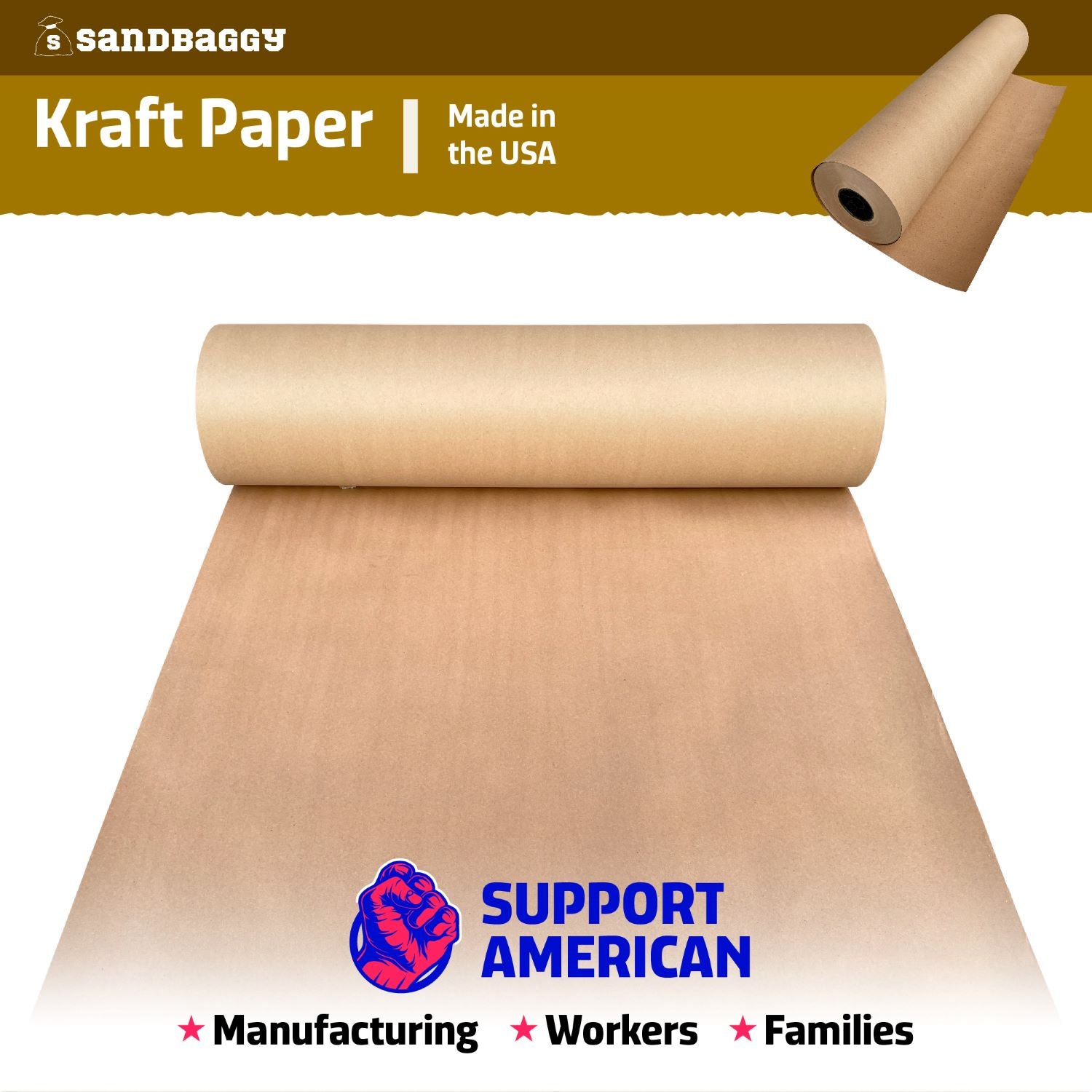 South Coast Paper 100percent Recycled Kraft Paper Roll 40 Lb 18 x
