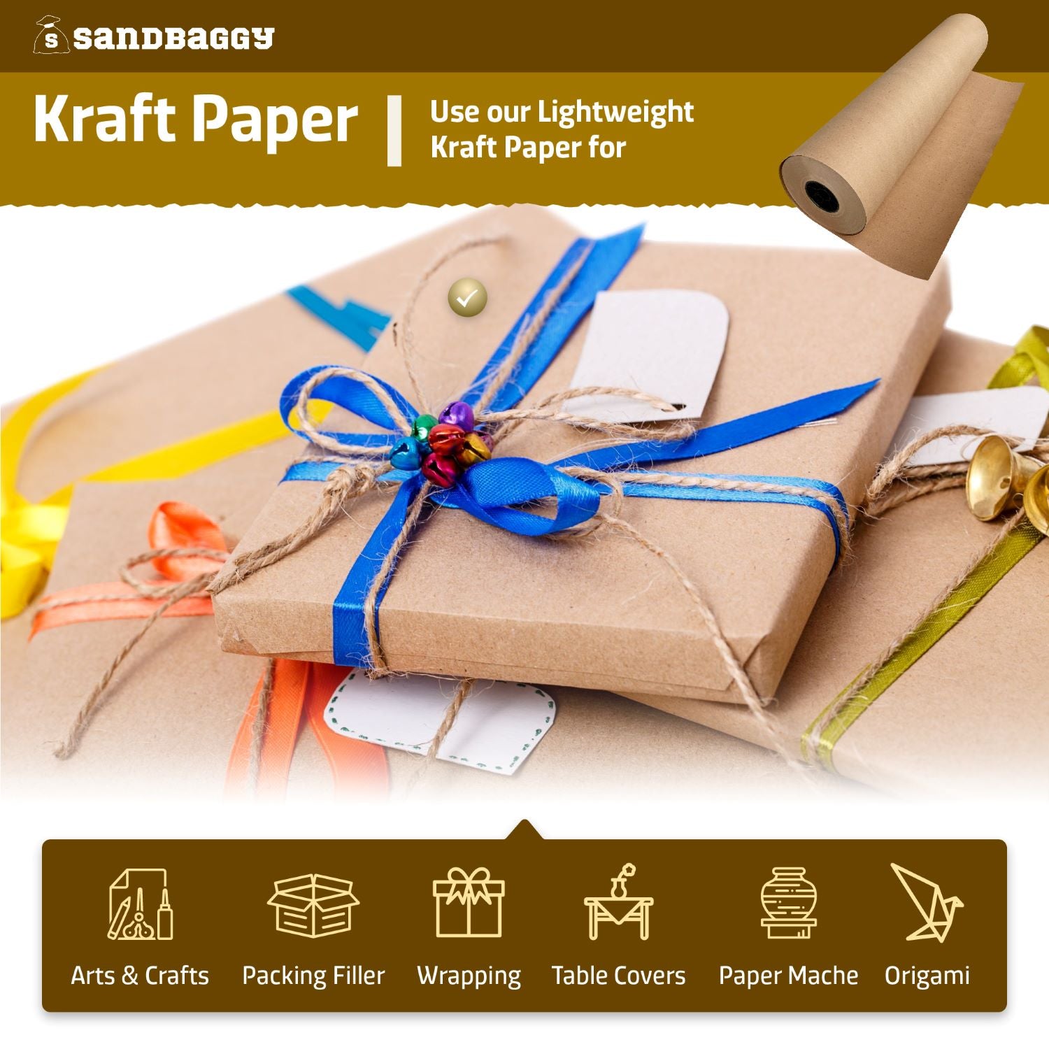 1200' x 12 - 30# Kraft Brown Paper Roll