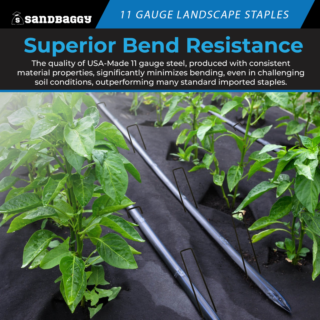 Landscape staples 11 G 6 in bend resistance