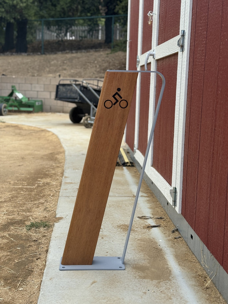 Modern Commercial Wood Bike Rack - Surface Mount - 2 Capacity
