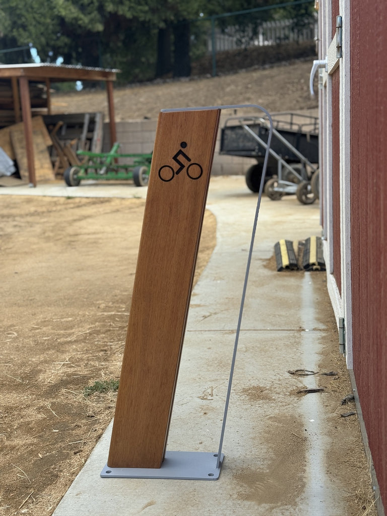 Modern Commercial Wood Bike Rack - Surface Mount - 2 Capacity