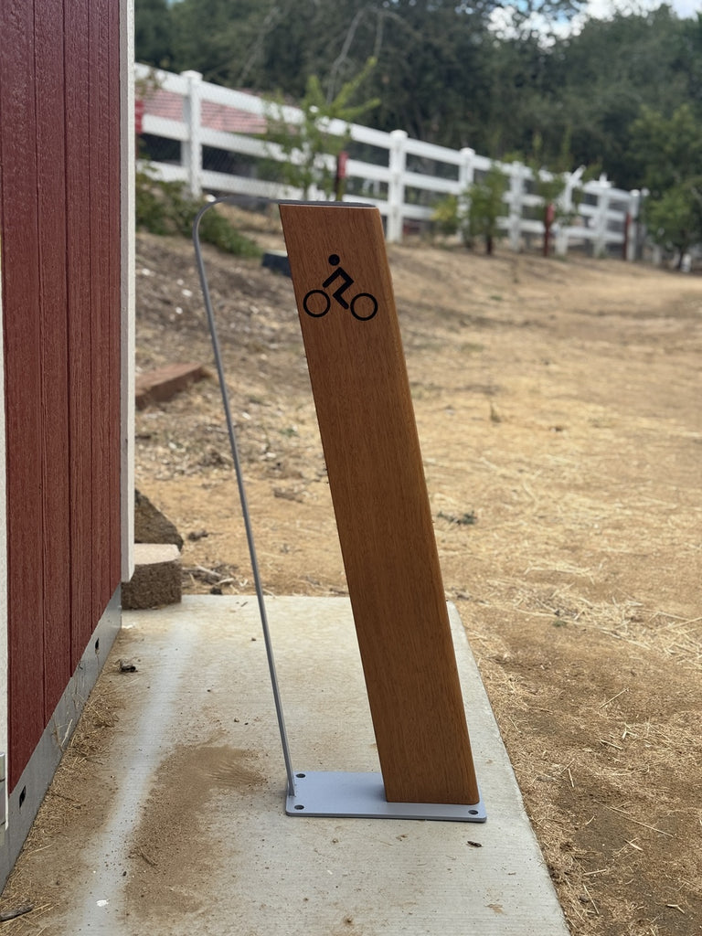 Modern Commercial Wood Bike Rack - Surface Mount - 2 Capacity