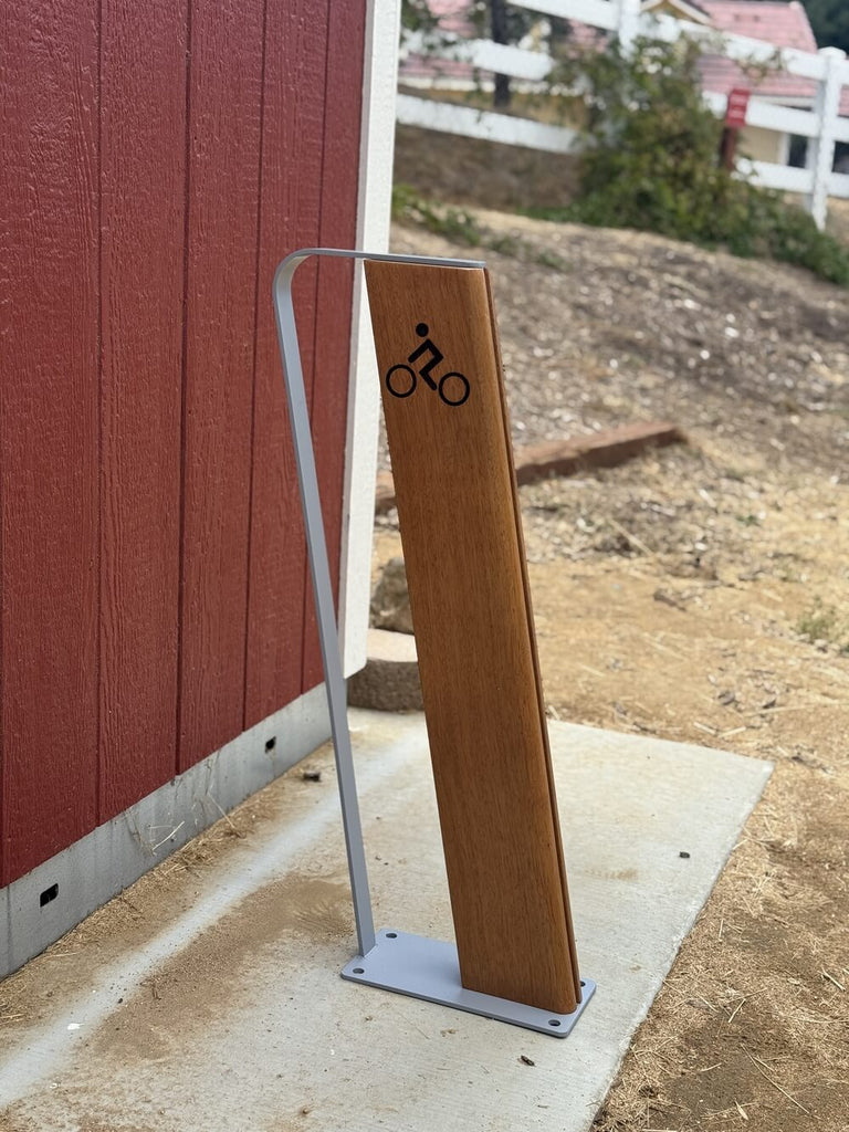 Modern Commercial Wood Bike Rack - Surface Mount - 2 Capacity