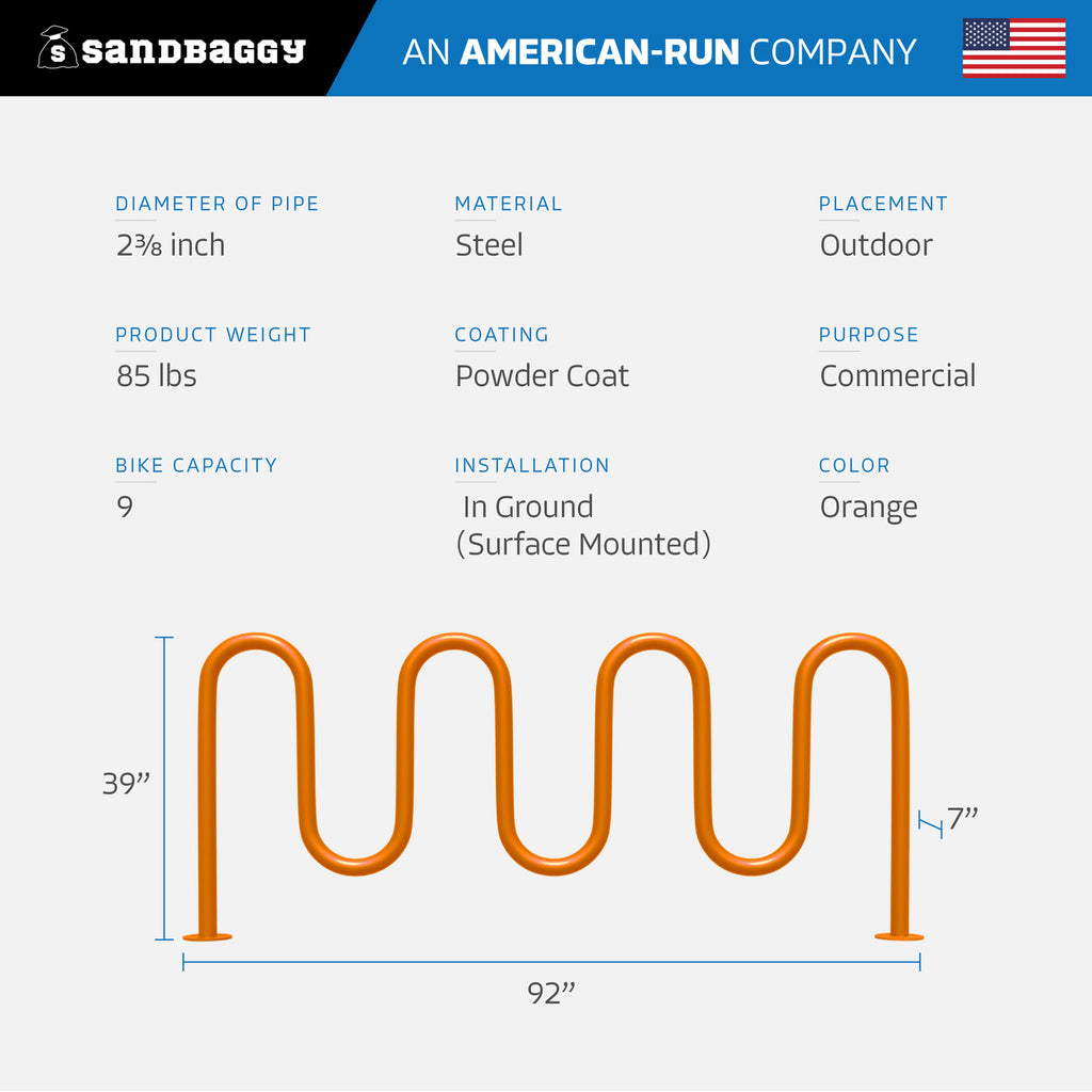 Orange 7 loop bike rack
