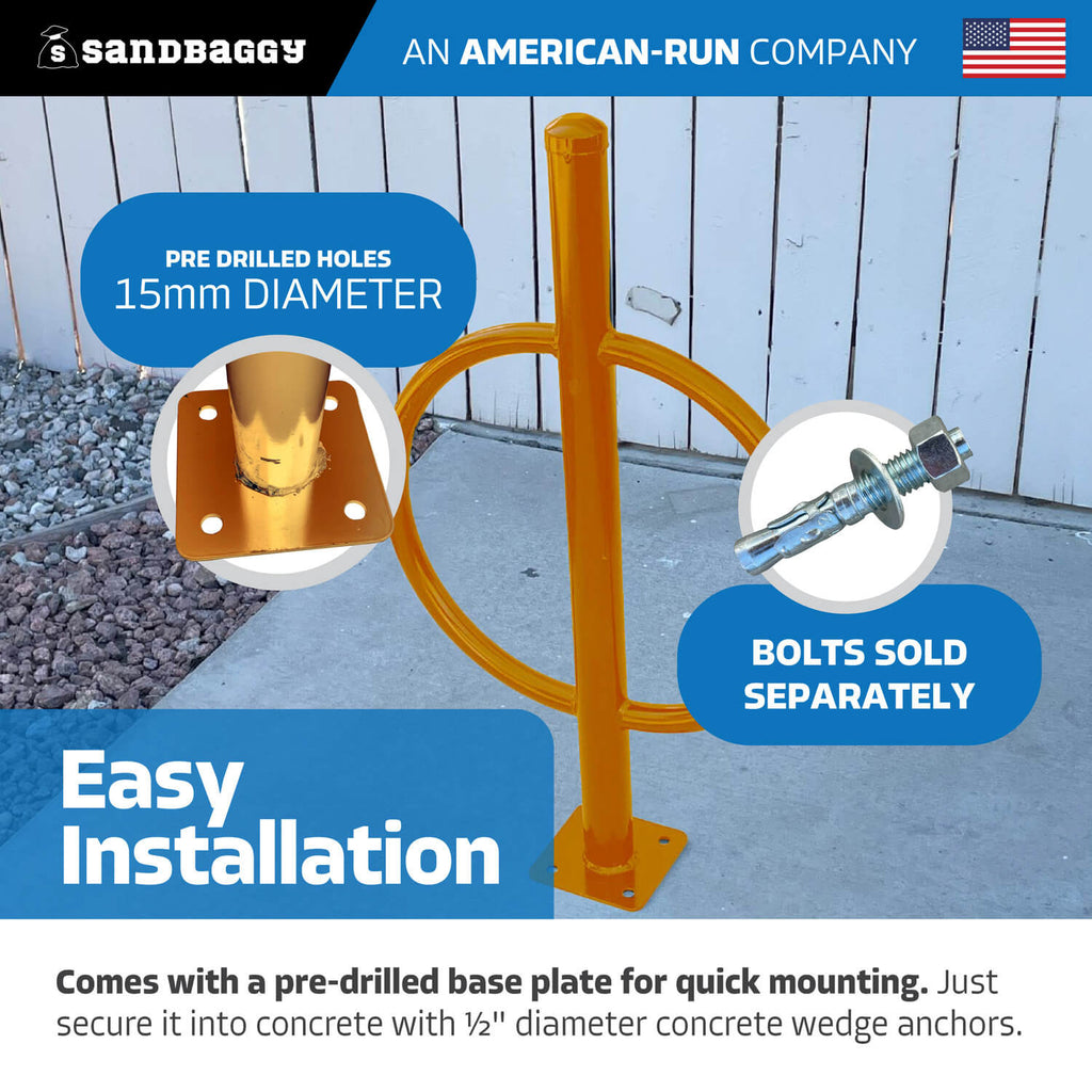 commercial post and ring bike rack - orange