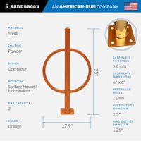 commercial post and ring bike rack - orange