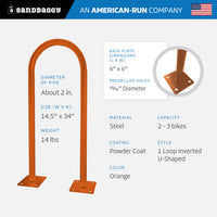 outdoor u shaped bike rack - orange