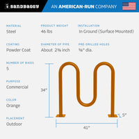 Orange Dual Loop Bike Rack - 5 Capacity 