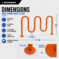 Orange 5 loop bike rack - 7 capacity 