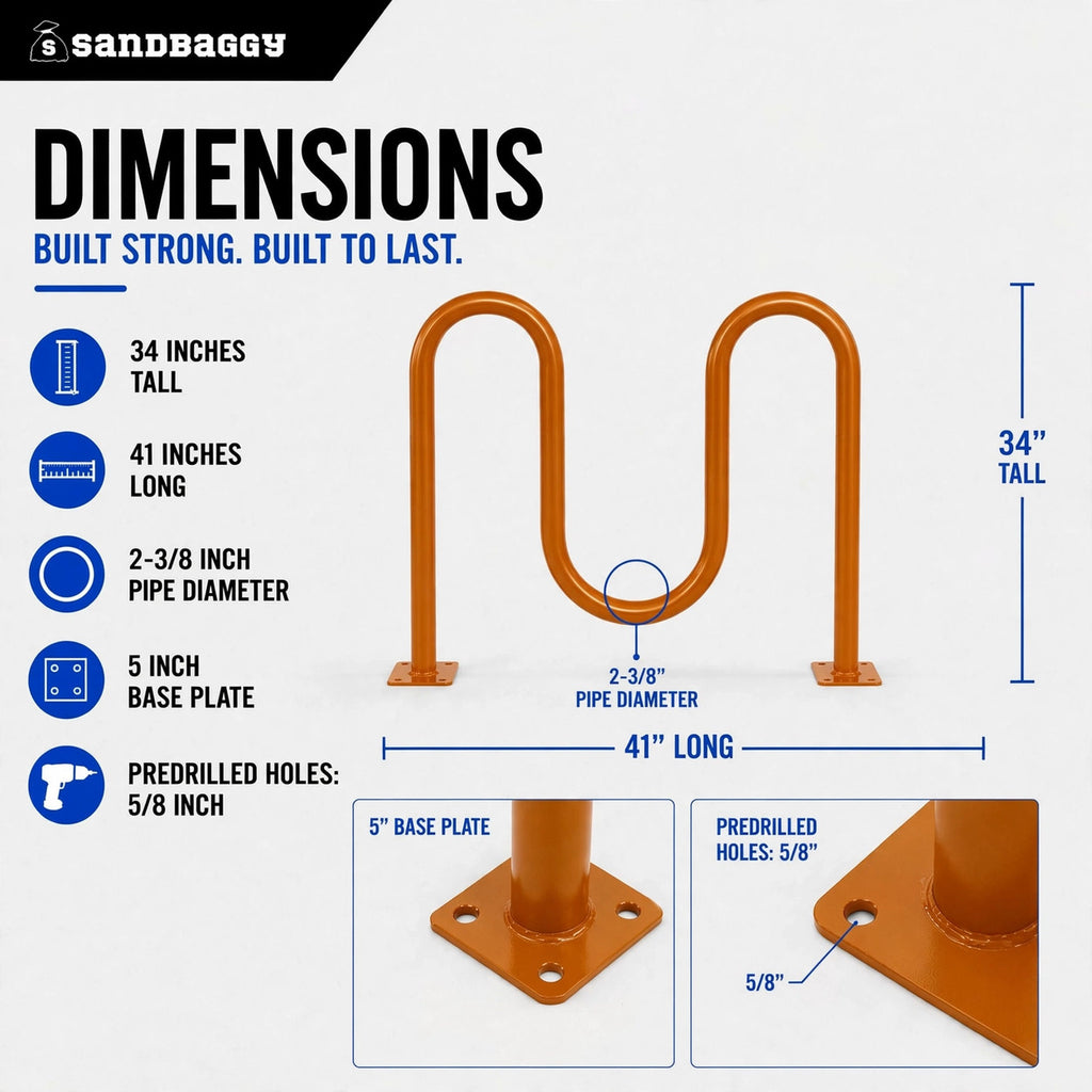 Orange Dual Loop Bike Rack - 5 Capacity 