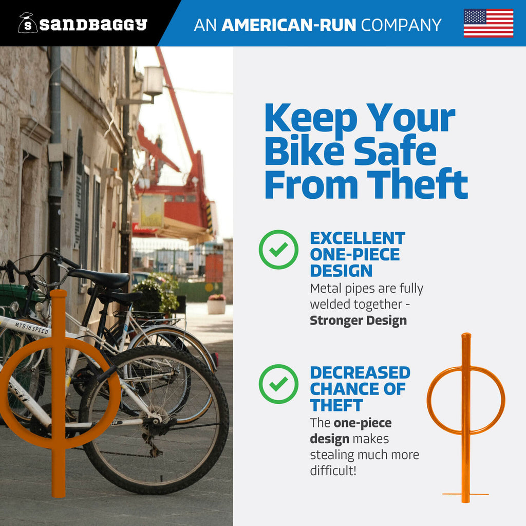 in ground post and ring bike rack - orange