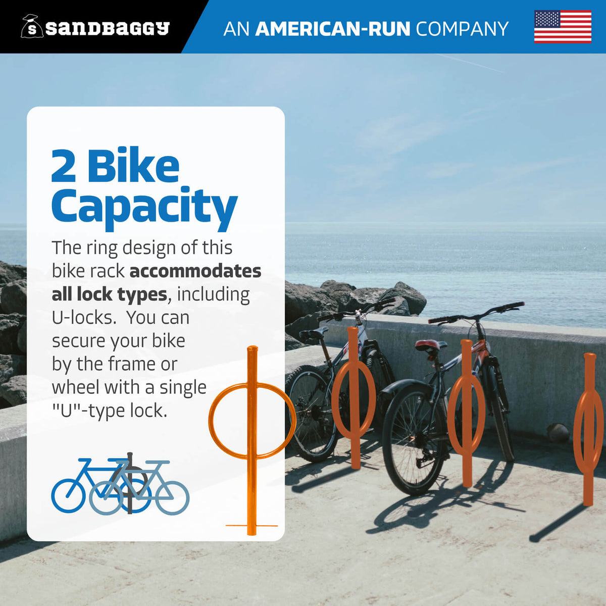 Orange Commercial Post and Ring Bike Rack - Outdoor In Ground – Sandbaggy