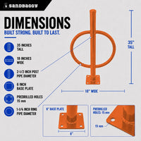 commercial post and ring bike rack - orange - specs