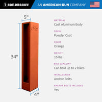 Orange Rectangle Modern Bike Rack specs