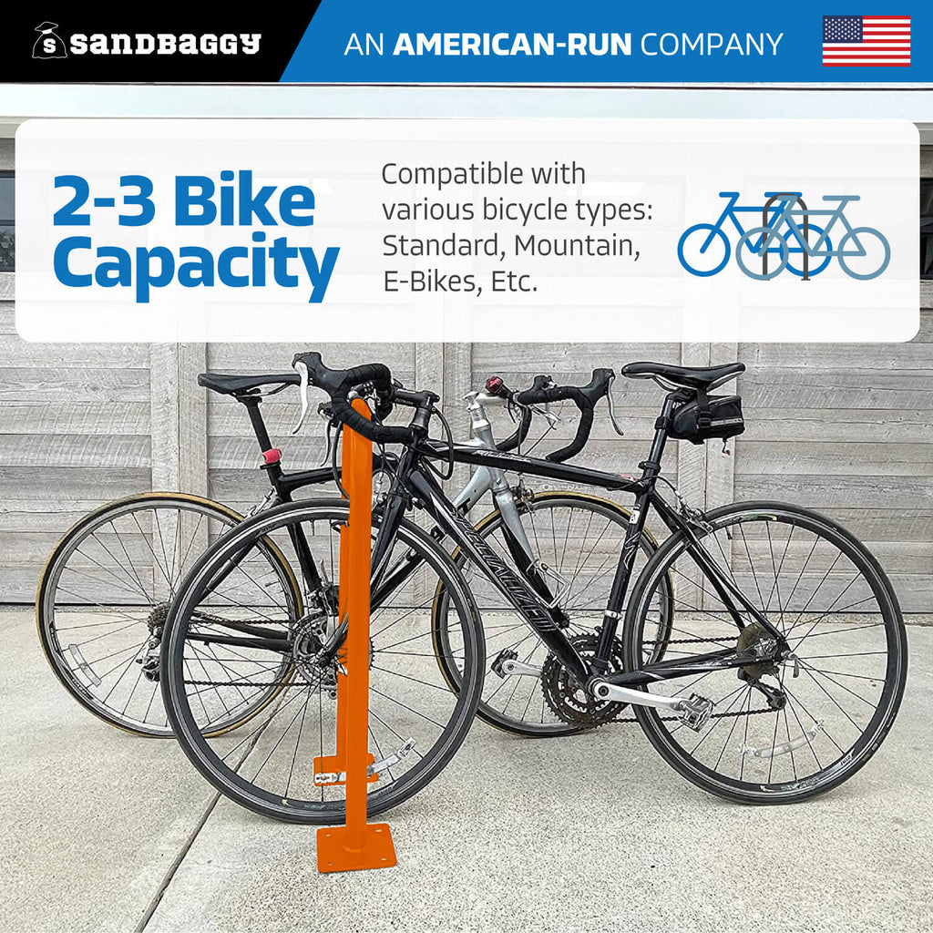 orange outdoor u shaped bike rack
