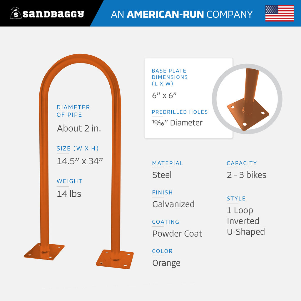 orange outdoor u shaped bike rack