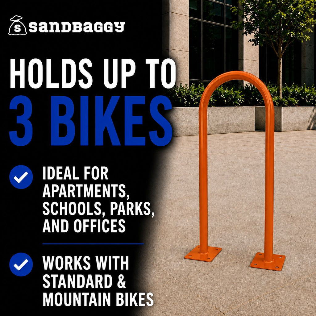 outdoor u shaped bike rack - orange - 3 bike cap