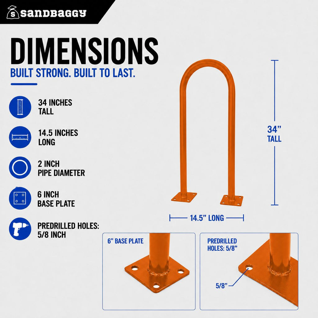 outdoor u shaped bike rack - orange - specs