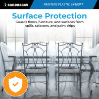 Painters Plastic Sheeting – 9 ft x 400 ft Clear HDPE (0.31 Mil), Made in USA