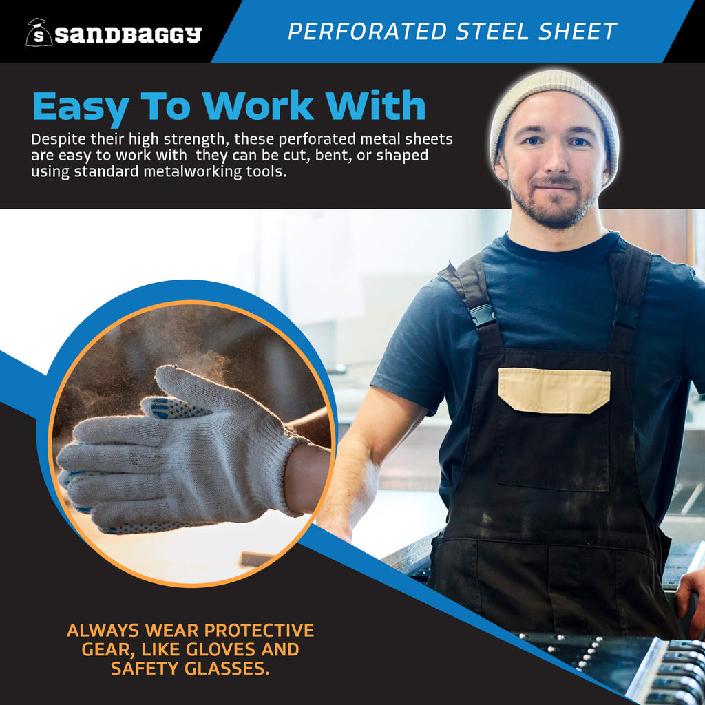 Perforated Steel Sheet 12" x 12" - Perforated Metal Sheet - 20 Gauge