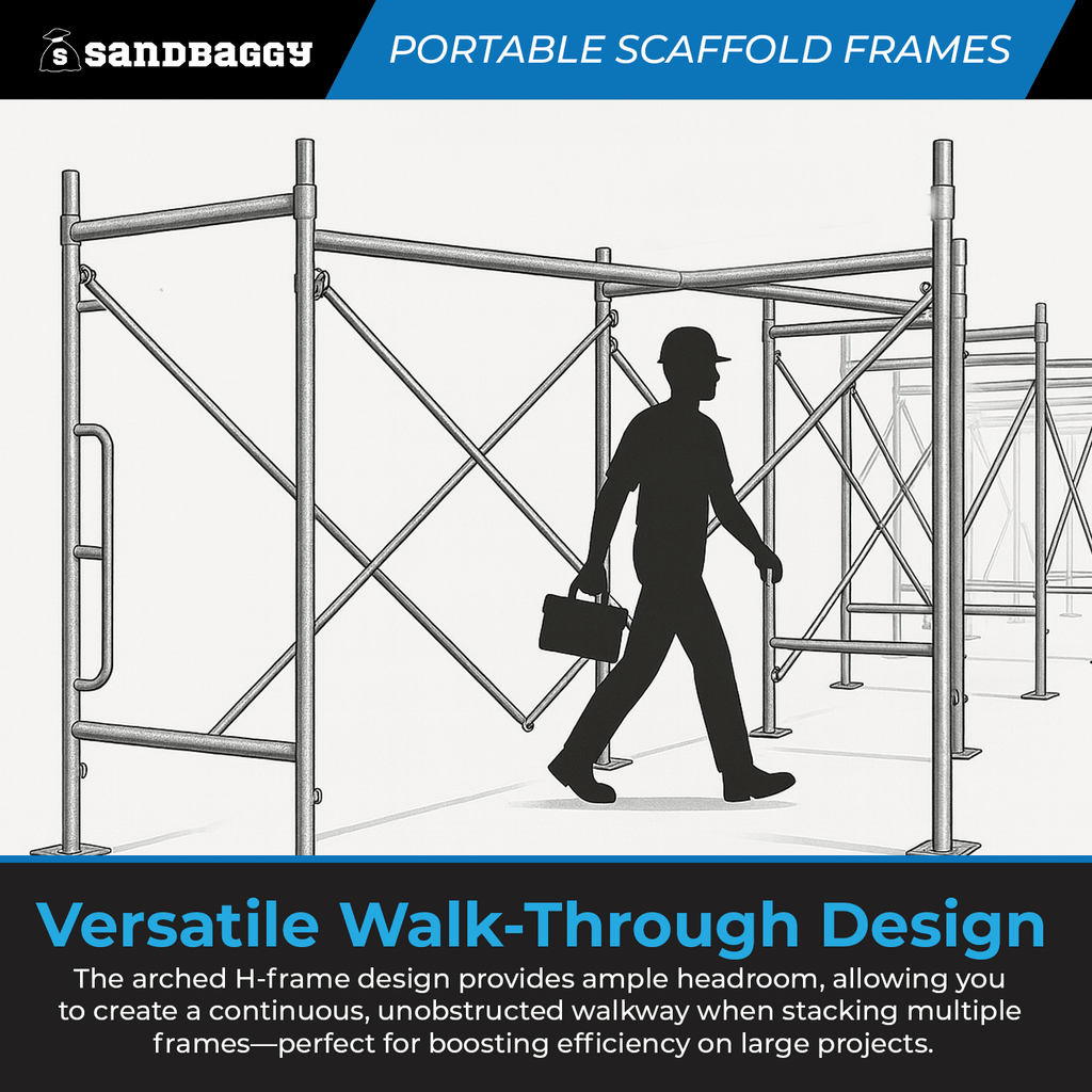 portable scaffold tower with walk through design