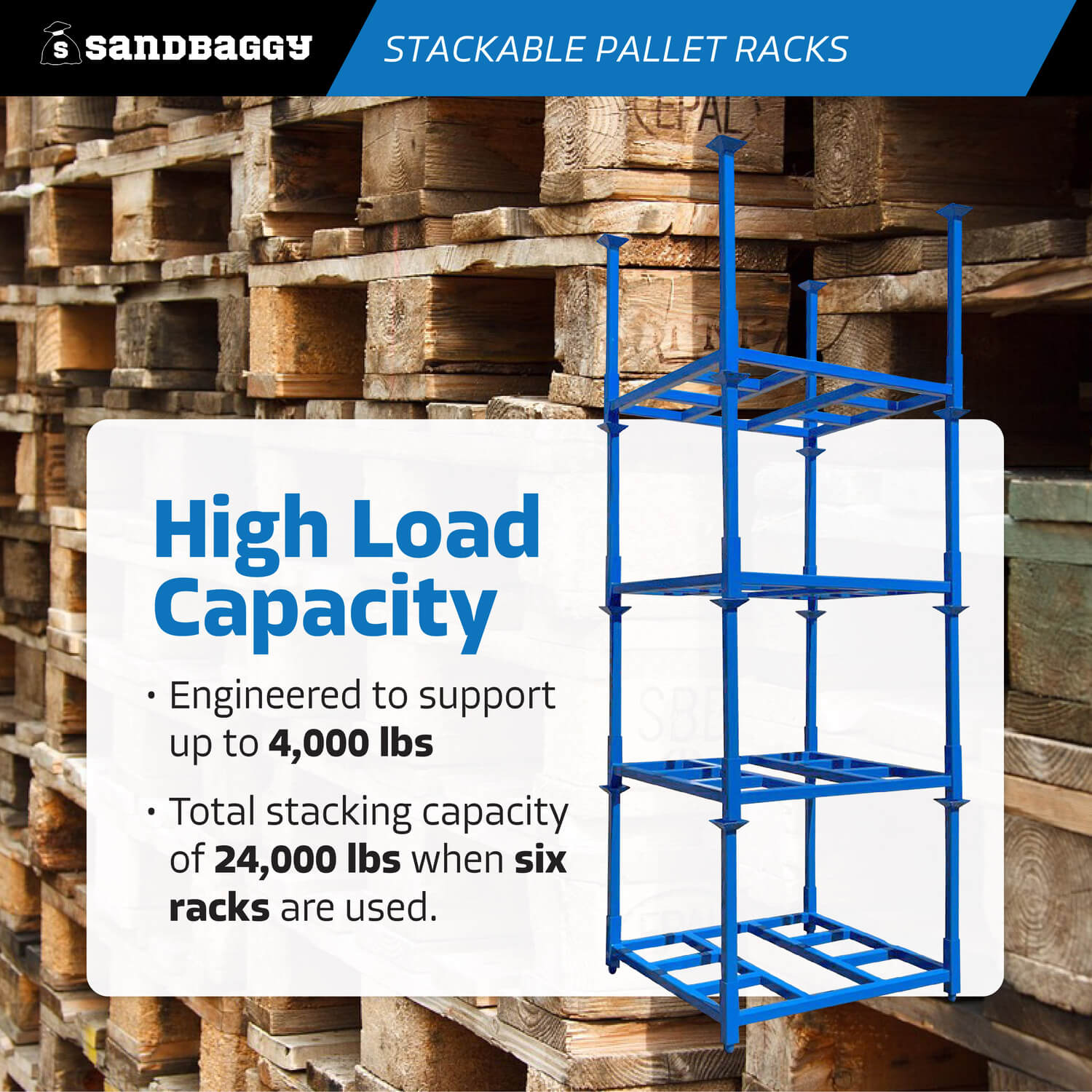 Pallet Stacking Rack | Heavy-Duty, Portable Storage Racks – Sandbaggy