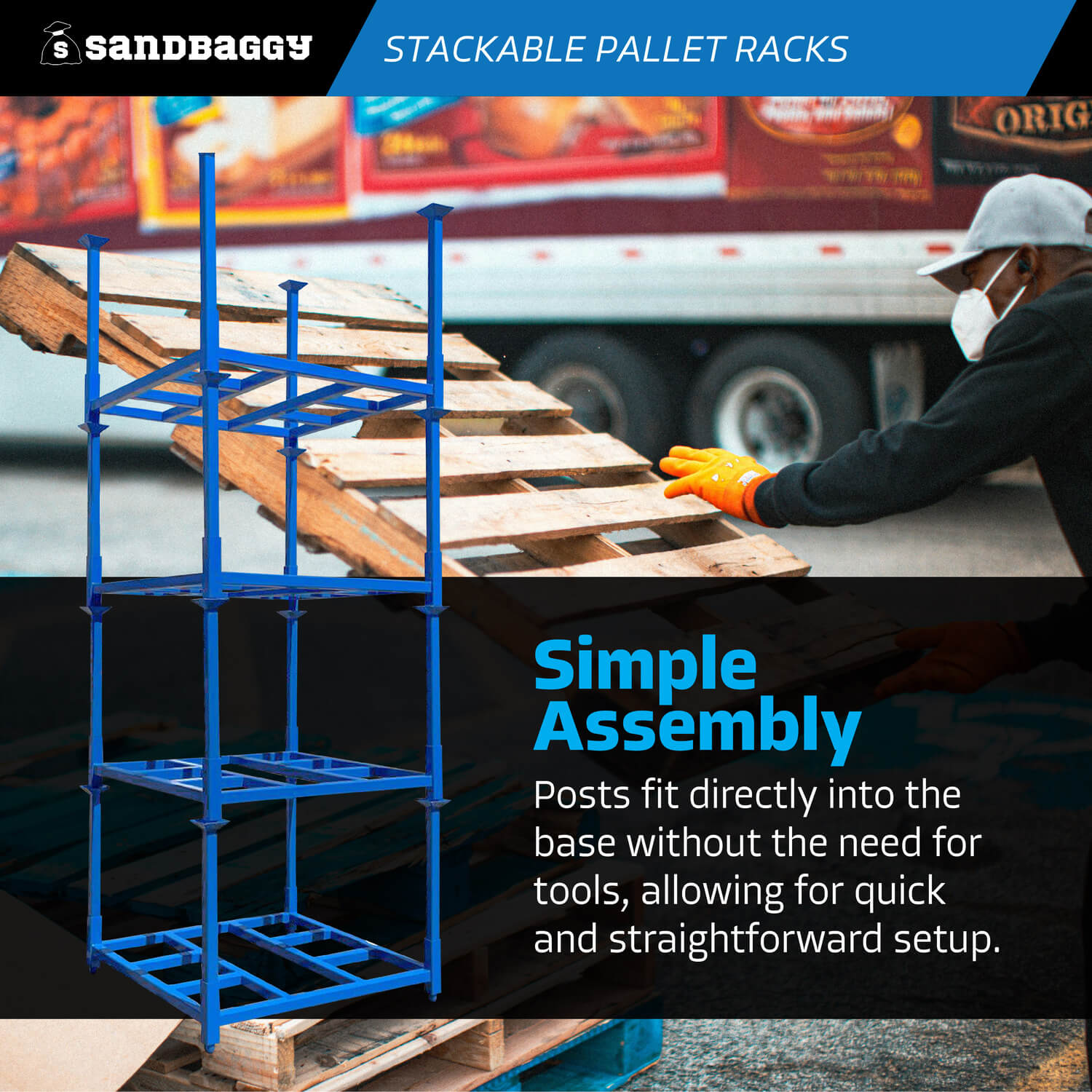Sand Racks Pallet Stacking Rack | Heavy-Duty, Portable Storage Racks – Sandbaggy