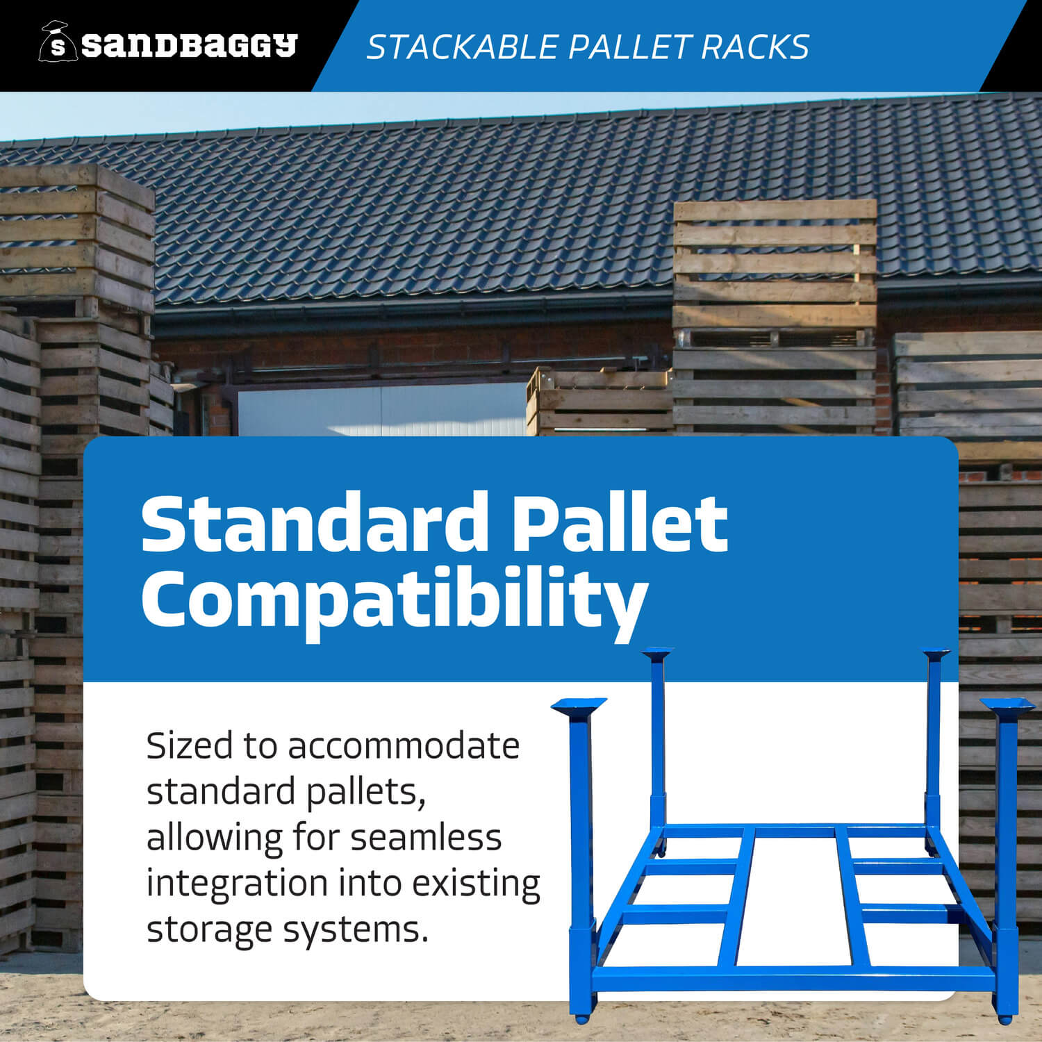 Sand Racks Pallet Stacking Rack | Heavy-Duty, Portable Storage Racks – Sandbaggy