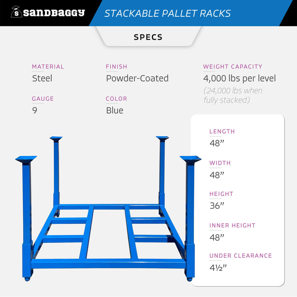 Sand Racks Pallet Stacking Rack | Heavy-Duty, Portable Storage Racks – Sandbaggy
