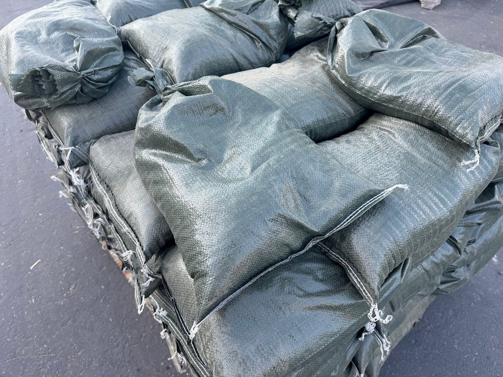 double stitched filled sandbags with a 50 lb. weight capacity
