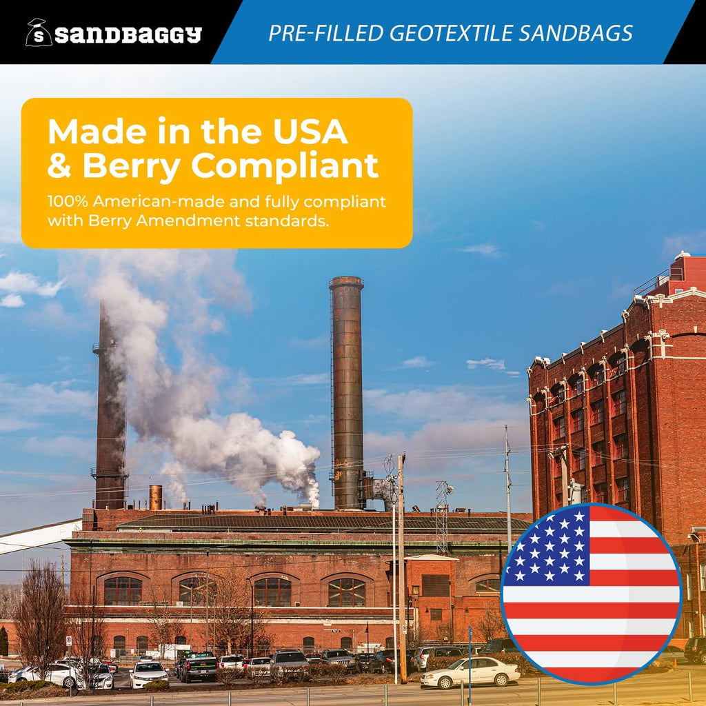 Pre-Filled Non Woven Geotextile Sandbags for Flooding - 14”  x 26”, 30 lb Bags by Pallet
