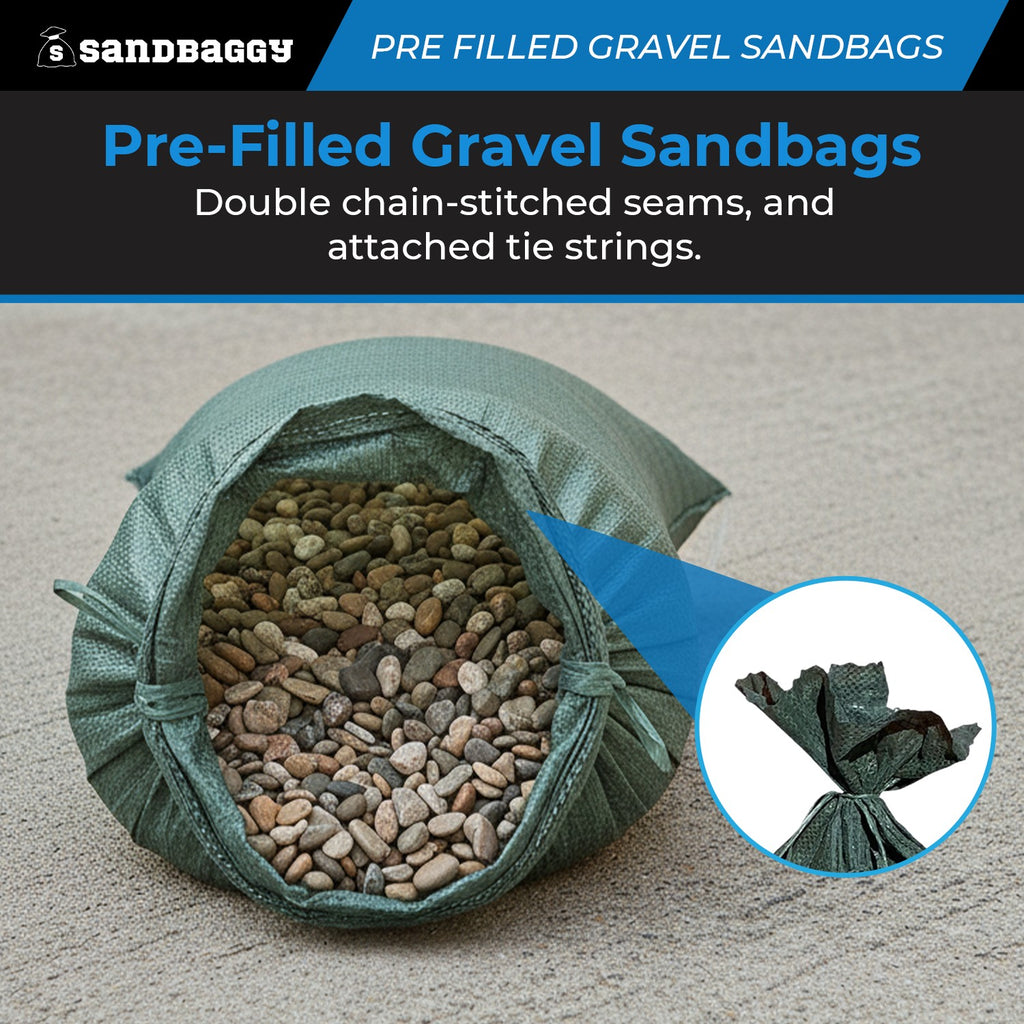 Pre-Filled Gravel Sandbags for Erosion Control - 14" x 26", 30 lb Bags by Pallet