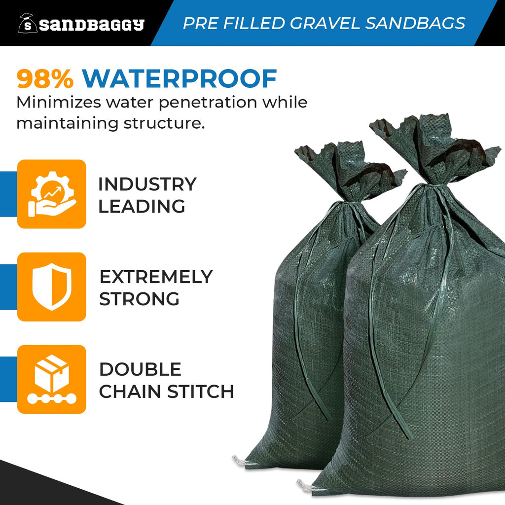 Pre-Filled Gravel Sandbags for Erosion Control - 14" x 26", 30 lb Bags by Pallet
