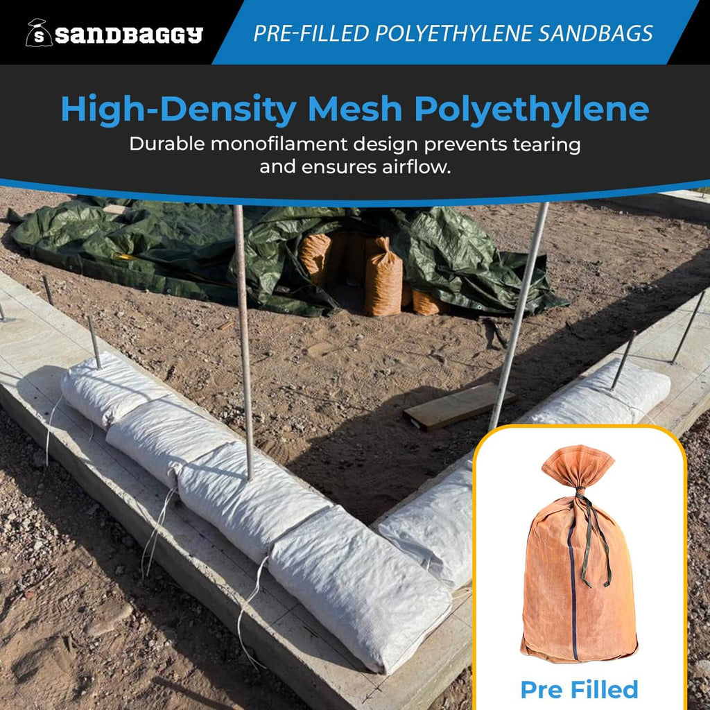Pre-Filled Gravel Polyethylene Sandbags - 17" x 27", 30 lb Bags by Pallet