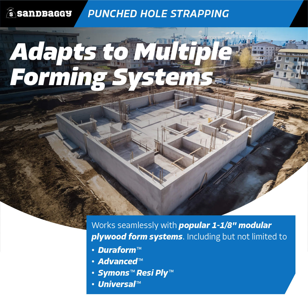 Punched Hole Strapping for Concrete Formwork - 1-1/8" plywood