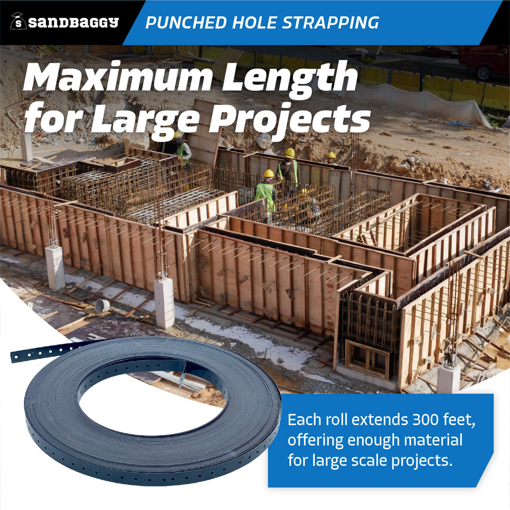 Punched Hole Strapping for Concrete Formwork 300 ft roll