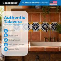 Floral Medallion Quatrefoil Talavera Tile 4.25” x 4.25” | Handmade Puebla Mexican Tile