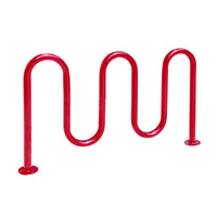 Commercial Red 5-Loop Wave Bike Rack - 7 Bike Capacity