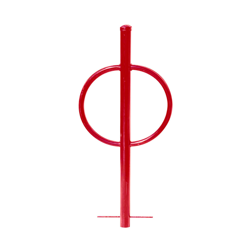 in ground post and ring bike rack - red