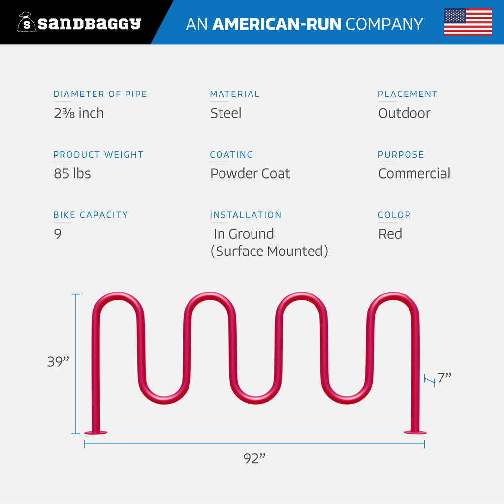 Red 7 loop bike rack